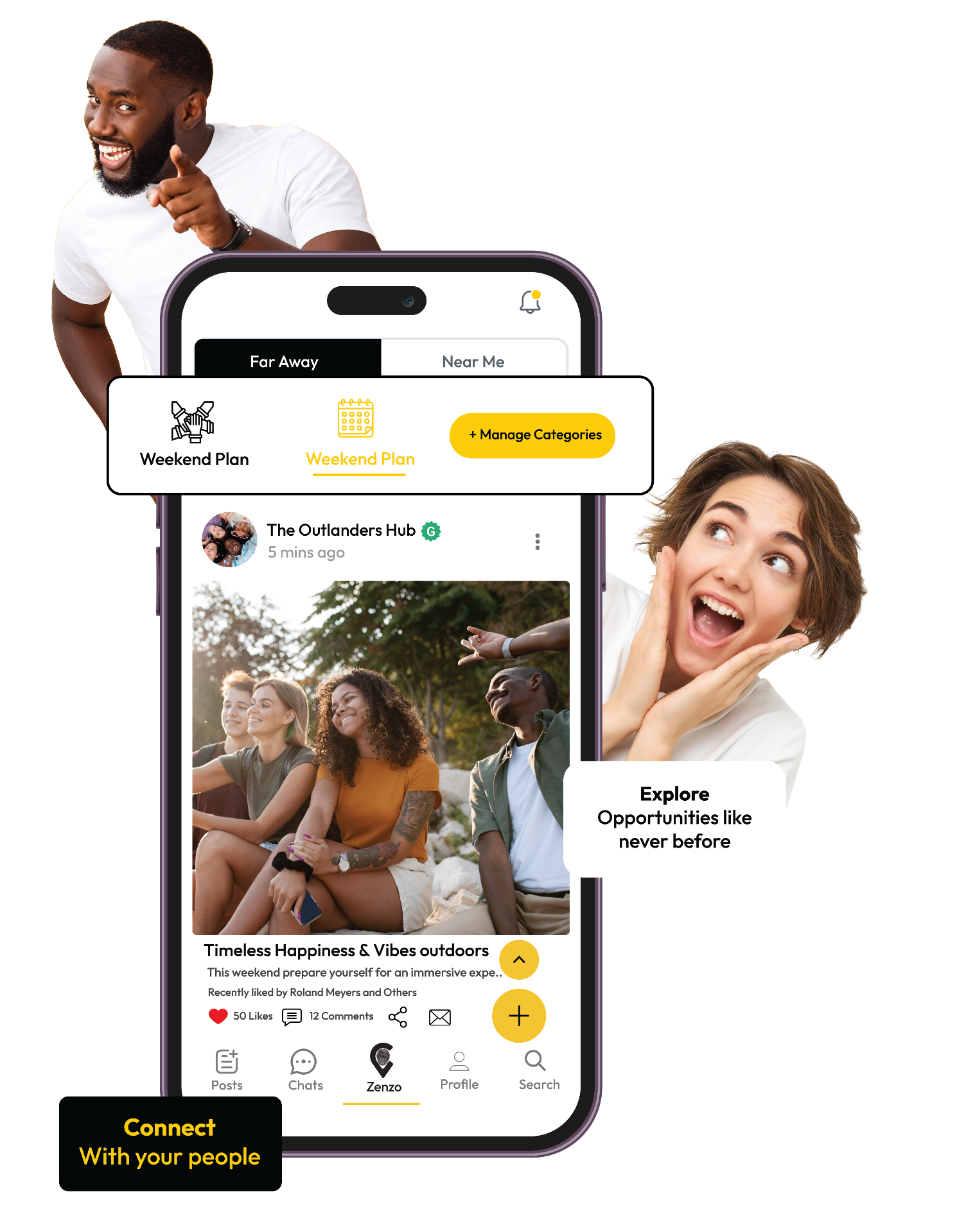 Zenzo app preview with community members